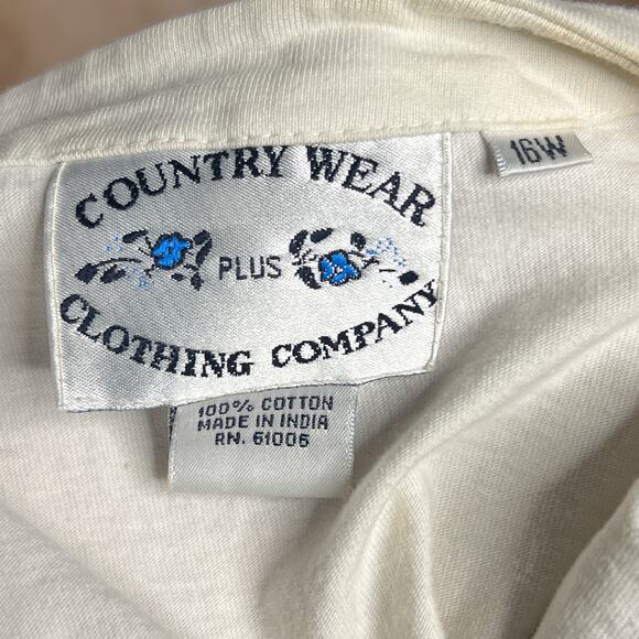 Vintage 90s Country Wear Denim Vest Maxi Dress Floral Embroidered Plaid Cottage - Picture 9 of 11